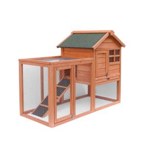 Chicken Coop Wooden Bunny Rabbit Hutch; Outdoor Large Hen Cage with Ventilation Door; Removable Tray & Ramp Garden Backyard Pet House Chicken Nesting